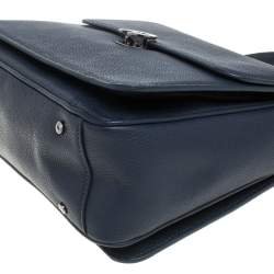 Pre Owned Aigner Navy Blue Leather Genevova Top Handle Bag