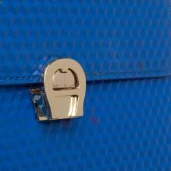 Pre Owned حقيبة أيغنر يد علوية غينوفيفا جلد منقوش زرقاء 