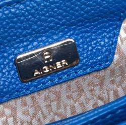 Pre Owned حقيبة أيغنر يد علوية غينوفيفا جلد منقوش زرقاء 