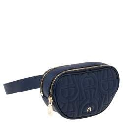 Pre Owned Aigner Deep Blue Leather Diadora Belt Bag