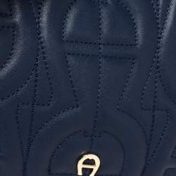 Pre Owned Aigner Deep Blue Leather Diadora Belt Bag