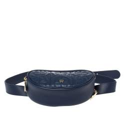 Pre Owned Aigner Deep Blue Leather Diadora Belt Bag