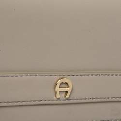 Pre Owned Aigner Grey Leather Flap Continental Wallet