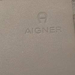 Pre Owned Aigner Grey Leather Flap Continental Wallet