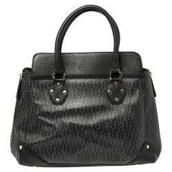 Pre Owned Aigner Black/Grey Signature Coated Canvas and Leather Satchel
