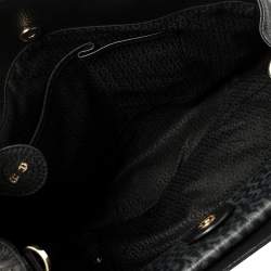 Pre Owned Aigner Black/Grey Signature Coated Canvas and Leather Satchel