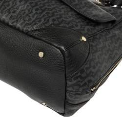 Pre Owned Aigner Black/Grey Signature Coated Canvas and Leather Satchel
