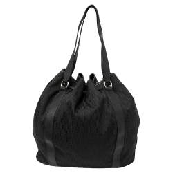 Pre Owned Aigner Black Signature Canvas And Leather Tote