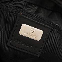 Pre Owned Aigner Black Signature Canvas And Leather Tote