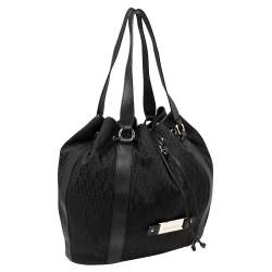 Pre Owned Aigner Black Signature Canvas And Leather Tote