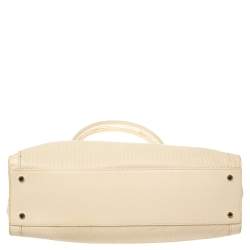 Pre Owned Aigner Beige Leather Woven Detail Cavallina Top Handle Bag