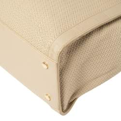 Pre Owned Aigner Beige Leather Woven Detail Cavallina Top Handle Bag