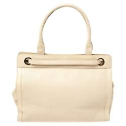 Pre Owned Aigner Beige Leather Woven Detail Cavallina Top Handle Bag