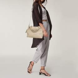 Pre Owned Aigner Beige Leather Woven Detail Cavallina Top Handle Bag