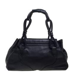 مملوكة مسبقًا Aigner Black Leather Logo Buckle Flap Shoulder Bag
