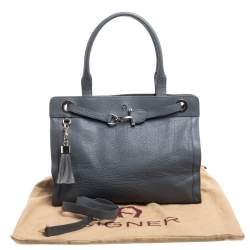 مملوكة مسبقًا حقيبة يد إيغنر كافالينا جلد رمادية