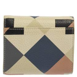 Pre Owned Aigner Multicolor Diamond Print Leather Trifold Wallet
