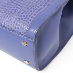 Pre Owned Aigner Lavender Crocodile Embossed Leather Limited Edition Cavallina Tote