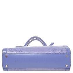 Pre Owned Aigner Lavender Crocodile Embossed Leather Limited Edition Cavallina Tote