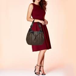 Pre Owned Aigner Brown Monogram Coated Canvas and Leather Hobo