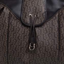 Pre Owned Aigner Brown Monogram Coated Canvas and Leather Hobo