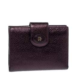 Aigner Metallic Purple Leather Compact Wallet Aigner TLC