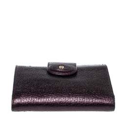 Pre Owned Aigner Metallic Purple Leather Compact Wallet