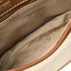 Pre Owned حقيبة كروس أيغنر قلاب مزين شعار الماركة جلد و كانفاس بيج و بني 