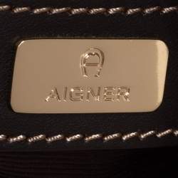 مملوكة مسبقًا Aigner Brown Monogram Coated Canvas and Leather Hobo