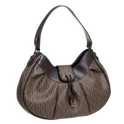 مملوكة مسبقًا Aigner Brown Monogram Coated Canvas and Leather Hobo