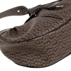 مملوكة مسبقًا Aigner Brown Monogram Coated Canvas and Leather Hobo