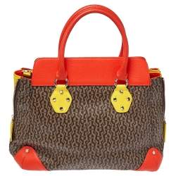 Pre Owned Aigner Multicolor Coated Canvas and Leather Satchel