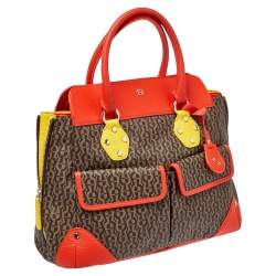 Pre Owned Aigner Multicolor Coated Canvas and Leather Satchel