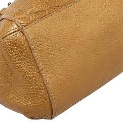 Aigner Metallic Beige Pleated Leather Satchel 