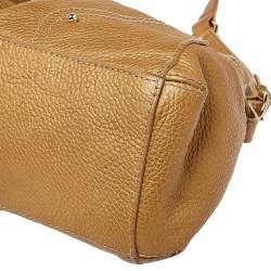 Aigner Metallic Beige Pleated Leather Satchel 