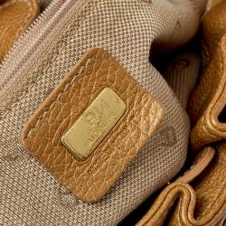 Aigner Metallic Beige Pleated Leather Satchel 