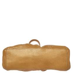 Aigner Metallic Beige Pleated Leather Satchel 
