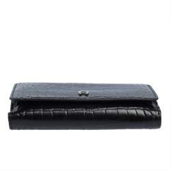 مملوكة مسبقًا Aigner Black Croc Embossed Continental Wallet