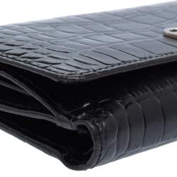 مملوكة مسبقًا Aigner Black Croc Embossed Continental Wallet