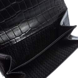 مملوكة مسبقًا Aigner Black Croc Embossed Continental Wallet