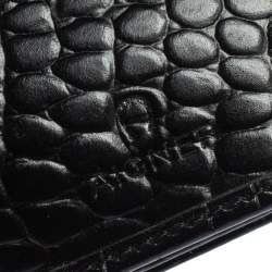 مملوكة مسبقًا Aigner Black Croc Embossed Continental Wallet