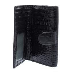 مملوكة مسبقًا Aigner Black Croc Embossed Continental Wallet