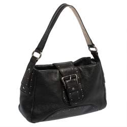 Aigner Black Grained Leather Shoulder Bag