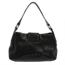 Aigner Black Grained Leather Shoulder Bag