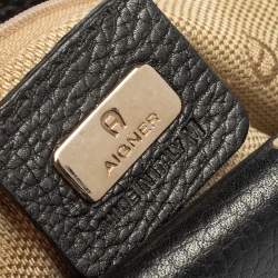 Aigner Black Grained Leather Shoulder Bag