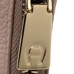 Pre Owned Aigner Blush Pink Leather Wristlet Pouch