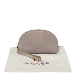Pre Owned Aigner Blush Pink Leather Wristlet Pouch