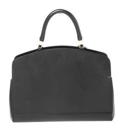 Pre Owned Aigner Black Leather Logo Charm Satchel