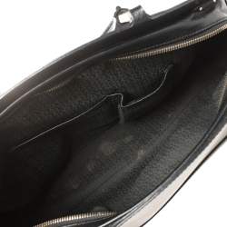 Pre Owned Aigner Black Leather Logo Charm Satchel