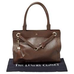 مملوكة مسبقًا حقيبة يد أيغنر كافالينا جلد بني